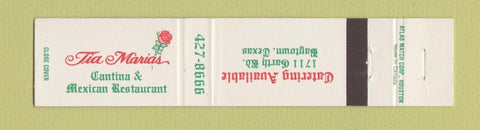 Matchbook Cover - Tia Marias Mexican Restaurant Baytown TX 12 Strike