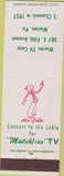 Matchbook Cover - Warren TV Abel Cable Warren PA