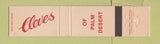 Matchbook Cover - Cleves Palm Desert CA WEAR 12 Strike