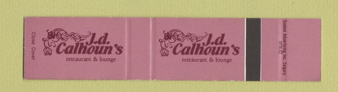 Matchbook Cover - JD Calhoun's Restaurant Red Deer AB SAMPLE 12 Strike