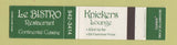 Matchbook Cover - Le Bistro Restaurant Winnipeg MB  12 Strike