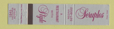 Matchbook Cover - Scruples Regina SK 12 Strike