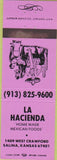 Matchbook Cover - La Hacienda Mexican Restaurant Salina KS
