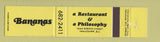 Matchbook Cover - Bananas Restaurant Vancouver BC 12 Strike