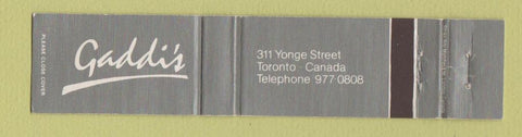 Matchbook Cover - Gaddi's Toronto ON 12 Strike