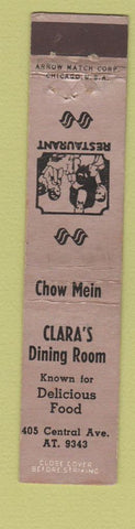 Matchbook Cover - Clara's Dining Room ARROW Minneapolis MN 12 Strike