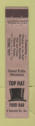 Matchbook Cover - Top Hat Restaurant Bar Great Falls MT ADVANCE WEAR 12 Strike