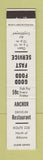 Matchbook Cover - Anchor Drive In Restaurant Altoona PA WHITE 12 Strike