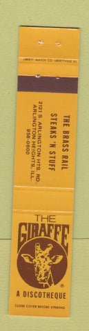 Matchbook Cover - Giraffe Disco Brass Rail Arlington Heights IL 12 Strike