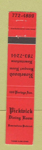 Matchbook Cover - Pickwick Dining Room Rosewood Winnipeg? 12 Strike