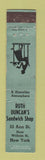 Matchbook Cover - Ruth Duncan's Sandwich Shop New York City WEAR 12 Strike