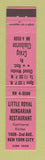Matchbook Cover - Little Royal Hungarian Restaurant New York City 12 Strike