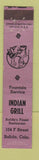 Matchbook Cover - Indian Grill Salida Colorado ADVANCE 12 Strike