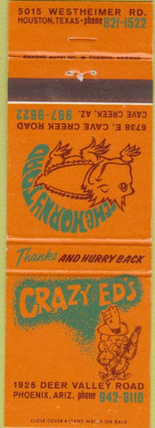 Matchbook Cover - Crazy Ed's Restaurant Phoenix AZ