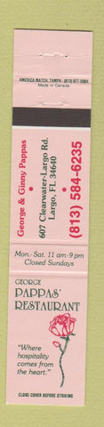 Matchbook Cover - George Pappas' Restaurant Largo FL 12 Strike