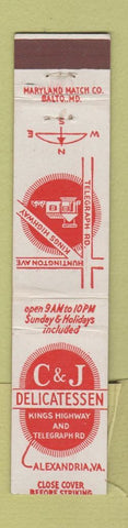 Matchbook Cover - C&J Deli Alexandria VA 12 Strike