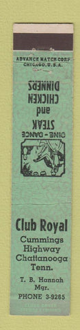 Matchbook Cover - Club Royal Chattanooga TN ADVANCE 12 Strike