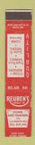 Matchbook Cover - Reuben's Drive In Bel Air MD WEAR 12 Strike