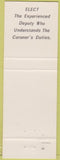 Matchbook Cover - Elect Robert Tezak Coroner 1976