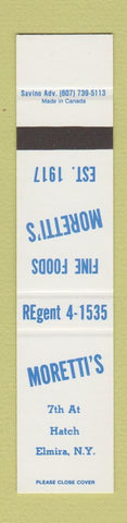 Matchbook Cover - Moretti's Elmira NY restaurant SAMPLE 12 Strike