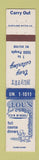 Matchbook Cover - Loue's Deli Restaurant Detroit? MI 12 Strike