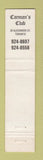 Matchbook Cover - Carman's Club Toronto ON WEAR 12 Strike