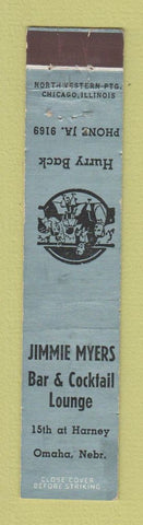 Matchbook Cover - Jimmie Myers Bar Omaha NE  12 Strike