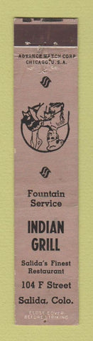 Matchbook Cover - Indian Grill Salida Colorado ADVANCE 12 Strike