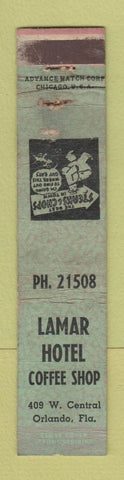 Matchbook Cover - Lamar Hotel Coffee Shop Orlando FL ADVANCE WORN 12 Strike