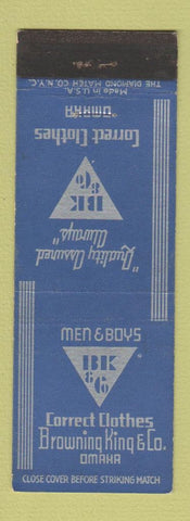 Matchbook Cover - Browning King Men's Clothes Omaha NE