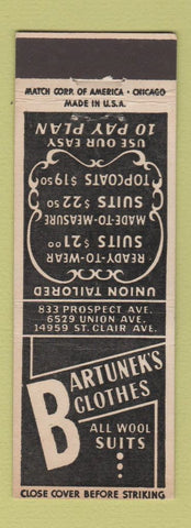 Matchbook Cover - Bartunek's Clothes Cleveland OH