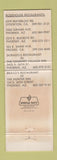 Matchbook Cover - Rodehouse Restaurant AZ CA Stockton Phoenix Fresno