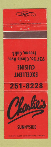 Matchbook Cover - Charlie's Restaurant Fresno CA