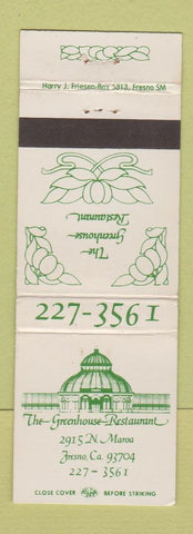 Matchbook Cover - Greenhouse Restaurant Fresno CA