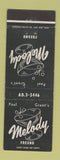 Matchbook Cover - Paul Grant's Melody Fresno CA