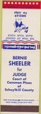 Matchbook Cover - Vote Bernie Sheeler Judge Schuylkill County