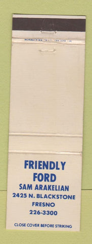 Matchbook Cover - Friendly Ford Fresno CA Sam Akakelian