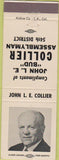 Matchbook Cover - Vote John Collier Assemblyman 54th Dist