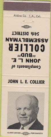 Matchbook Cover - Vote John Collier Assemblyman 54th Dist
