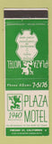 Matchbook Cover - Plaza Motel Fresno CA