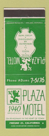 Matchbook Cover - Plaza Motel Fresno CA
