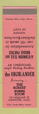 Matchbook Cover - The Highlander Worcester MA