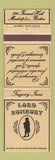 Matchbook Cover - Lord Bunbury Boston MA restaurant WEAR