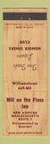 Matchbook Cover - Mill on the Floss Inn New Ashford MA