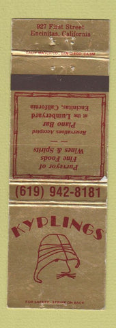 Matchbook Cover - Kyplings Restaurant Encinitas CA