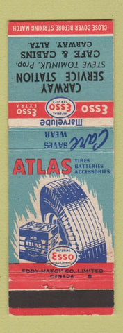 Matchbook Cover - Esso oil gas Carway AB Atlas Tires Batteries