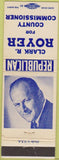 Matchbook Cover - Vote Clark Royer Republican County Commissioner