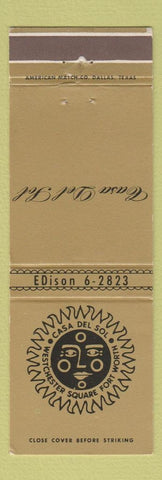 Matchbook Cover - Casa Del Sol Fort Worth TX