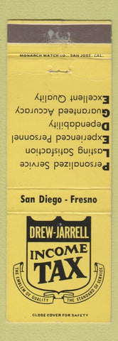 Matchbook Cover - Drew Jarrell Income Tax Fresno CA San Diego