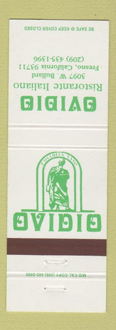 Matchbook Cover - Ovidio Italian Restaurant Fresno CA